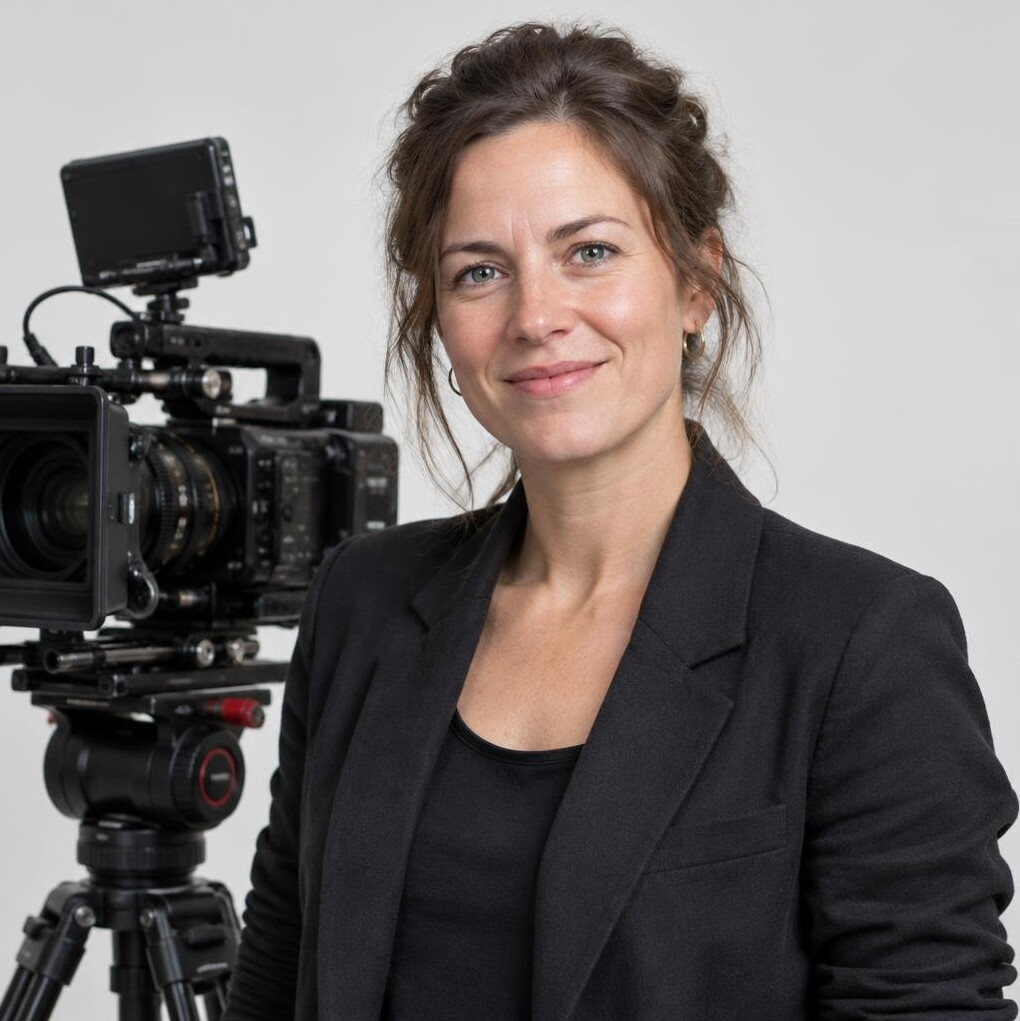 Portrait of a Belgian woman smiling in a blazer